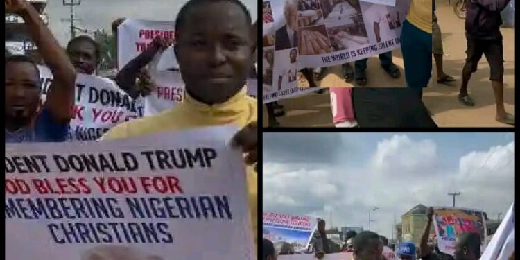 Matasa a Enugu Sun Yi Gangamin Goyon Bayan Trump – Kiristoci Sun Shirya Kiran Sojojin Amurka