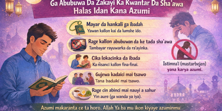 Istimna’i Haram Ne Ga Mai Azumi: Ga Abubuwa Da Zakayi Ka Kwantar Da Sha’awa Halas Idan Kana Azumi